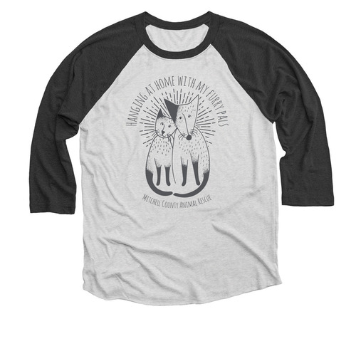 Winter "Furry Pals" Light Shirts, a Black and Heather White 3/4 Sleeve Baseball Tee