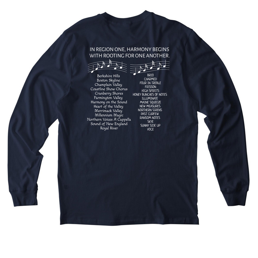Region One Love, a Night Sky Navy Allmade Organic Cotton Long Sleeve Tee (back-view)
