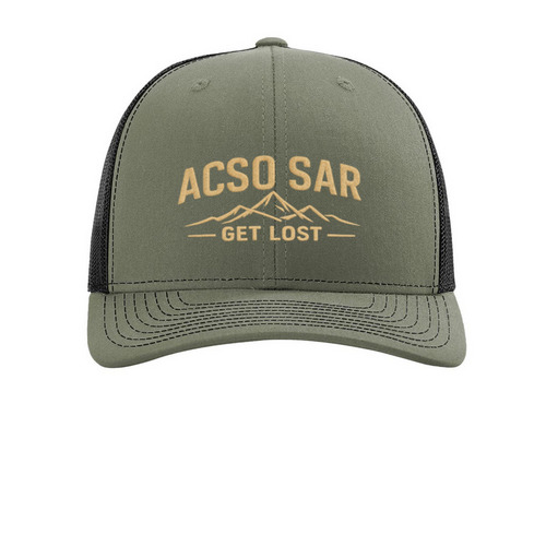 Get Lost Hat, a Loden/ Black Printed Snapback Trucker Cap