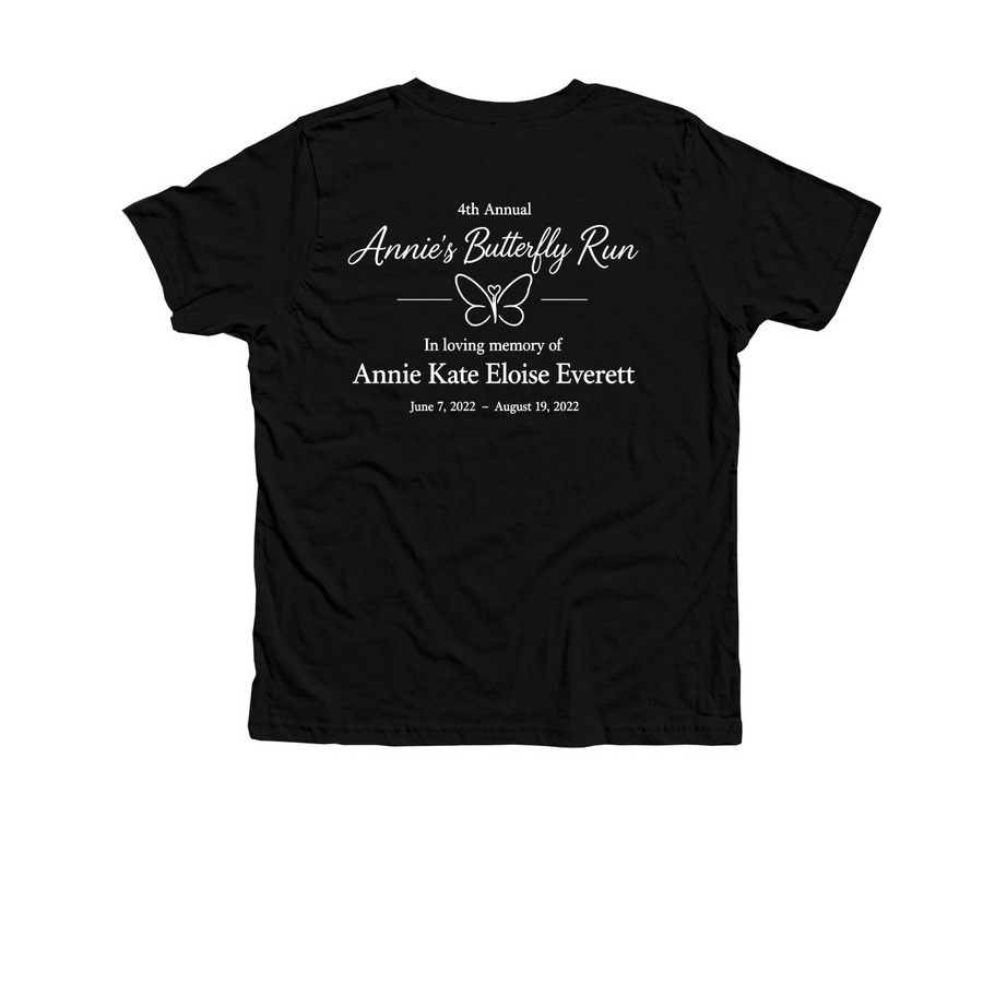 Annie?s Club (small text), a Solid Black Blend Premium Youth Tee (back-view)