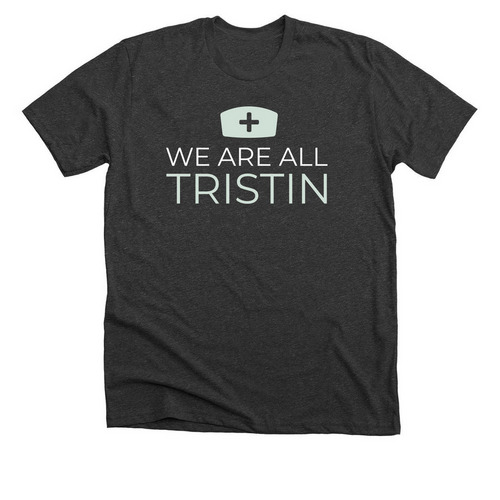 WE ARE ALL TRISTIN 2, a Dark Grey Heather Premium Unisex Tee