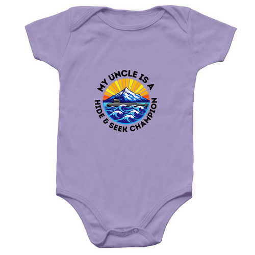 My Uncle is a hide & seek champion oneisie, a Lavender Infant Onesie