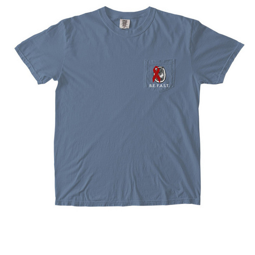 Stroke Advocacy Benefit for Choate Family, a Blue Jean Comfort Colors Pocket Tee
