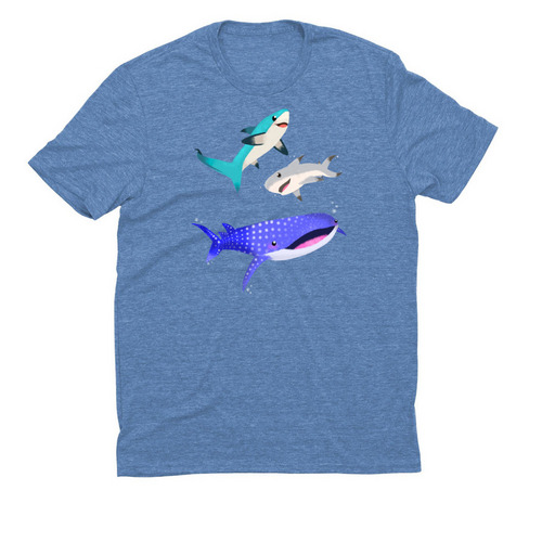 SHARK SQUAD!, a Azure Blue Allmade Eco Triblend Unisex Tee