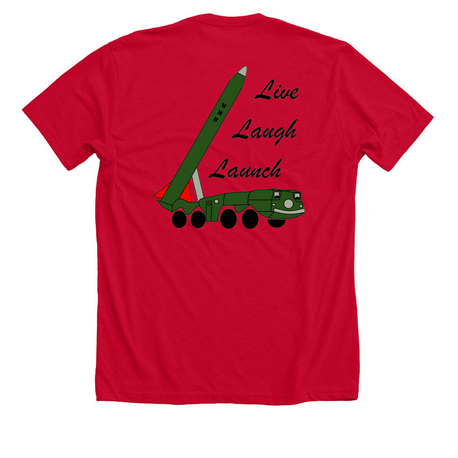 WMB Crest "Red Shirts", a Solid Red Blend Premium Unisex Tee (back-view)