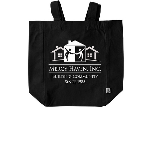 The Mercy Tote, a Black Recycled Cotton Tote Bag