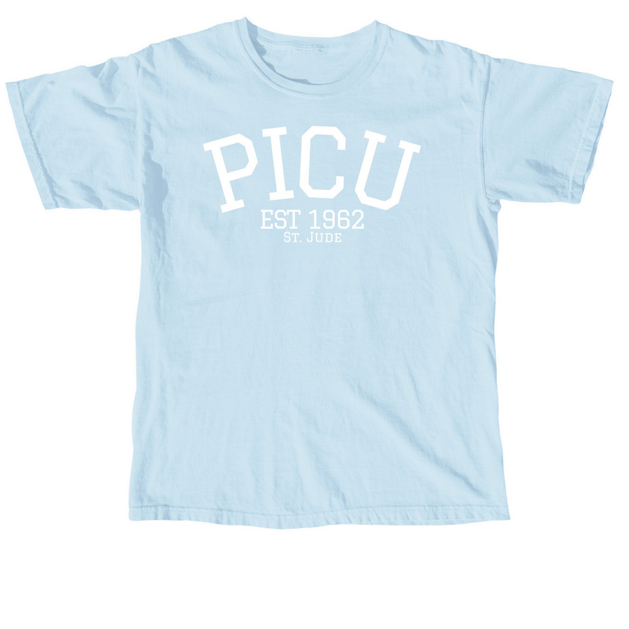 PICU est1962, a Chambray Comfort Colors Unisex Tee