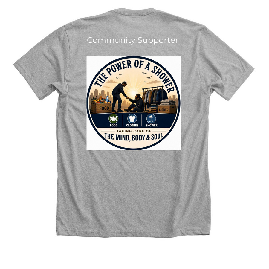 ServeComm Merchandise&nbsp;, a Athletic Heather Premium Unisex Tee (back-view)