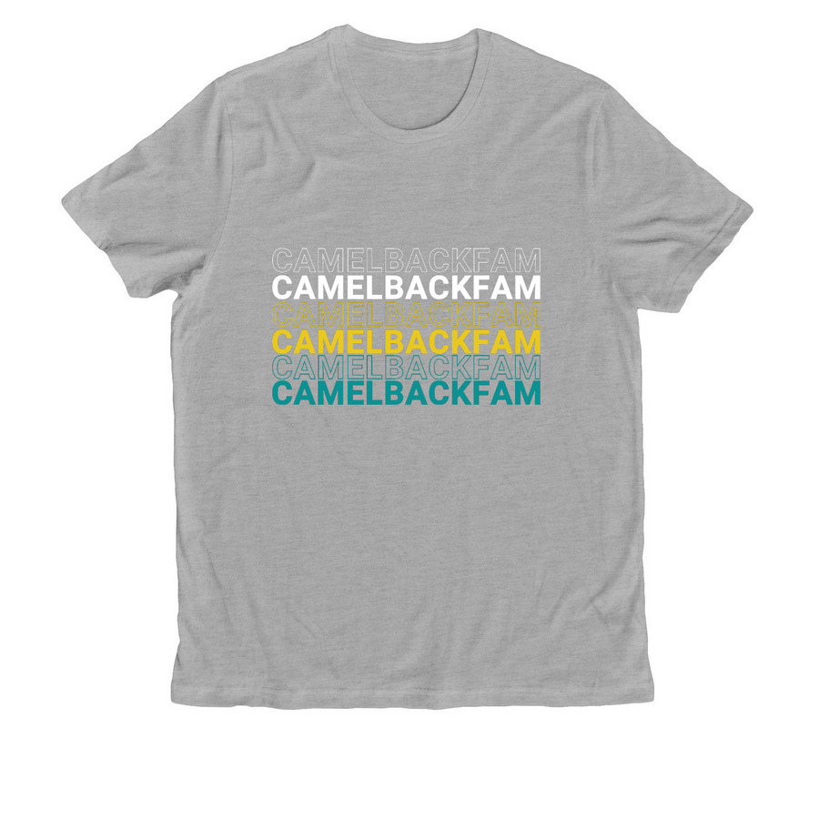 The #CamelbackFam Merch, a Granite Grey Heather Allmade Organic Cotton Unisex Tee