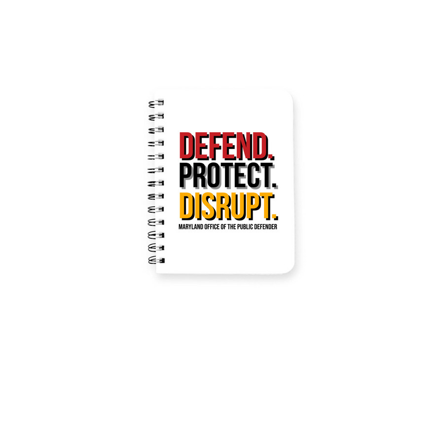 Defend, Protect, Disrupt (Notebook), a White Spiral Notebook