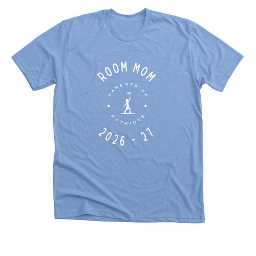 POP ROOM MOM, a Heather Carolina Blue Premium Unisex Tee