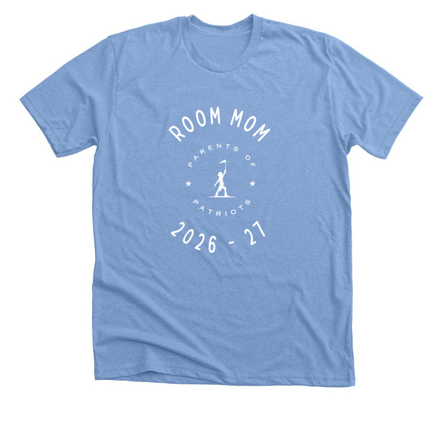 POP ROOM MOM, a Heather Carolina Blue Premium Unisex Tee