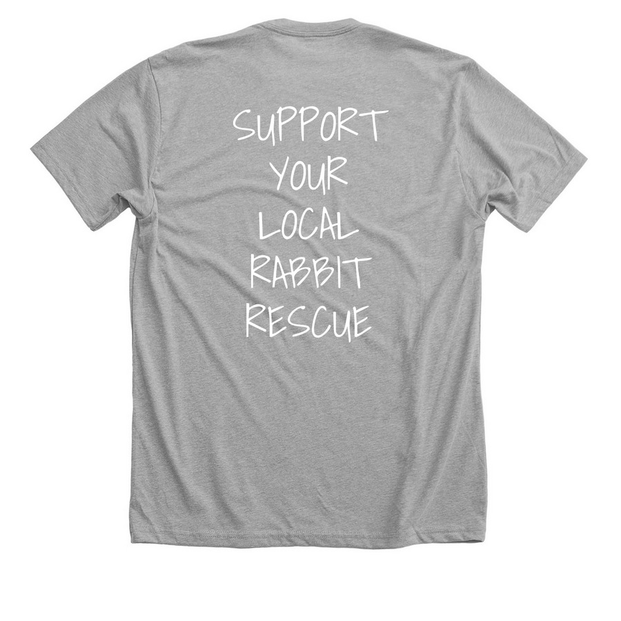 Support your local rabbit rescue!, a Athletic Heather Premium Unisex Tee (back-view)