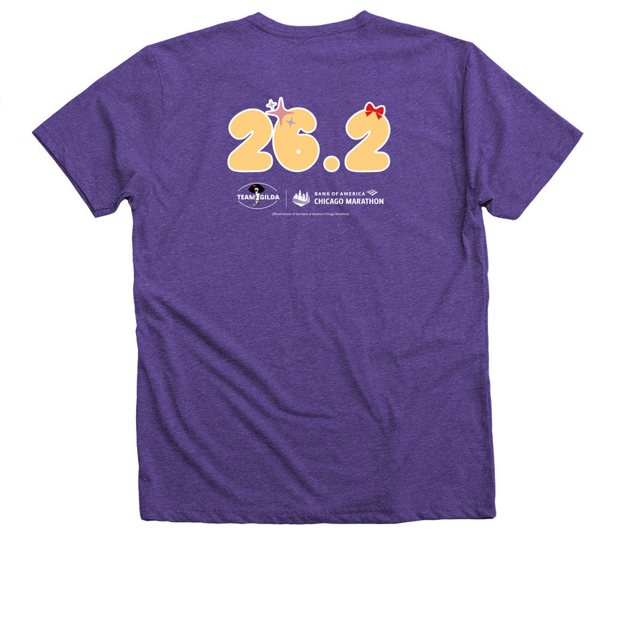 Team Gilda: Marathon Era, a Purple Rush Premium V-Neck Tee (back-view)