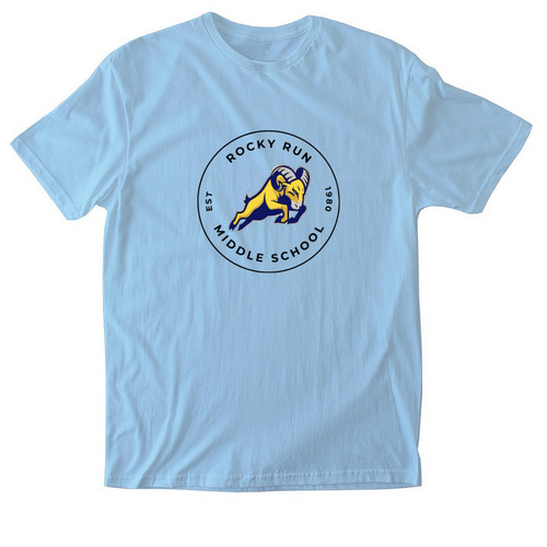 RRMS Ram Logo, a Light Blue Softstyle Cotton Tee