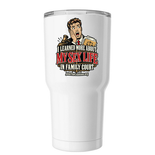Sex Life Dad Tumbler | Family Court Faces, a White Insulated Tumbler