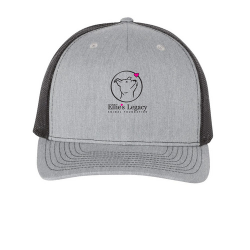 ELAF hats, a Heather Grey/ Black Printed Five-Panel Trucker Cap