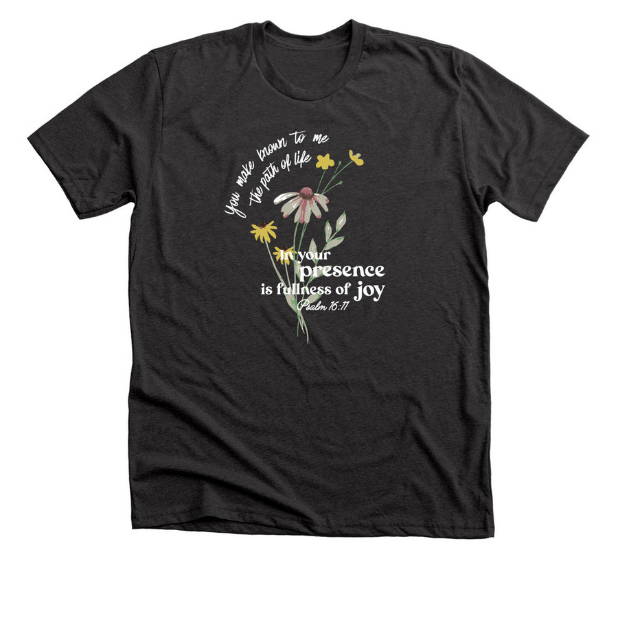 Floral Psalm 16:11, a Dark Grey Heather Premium Unisex Tee
