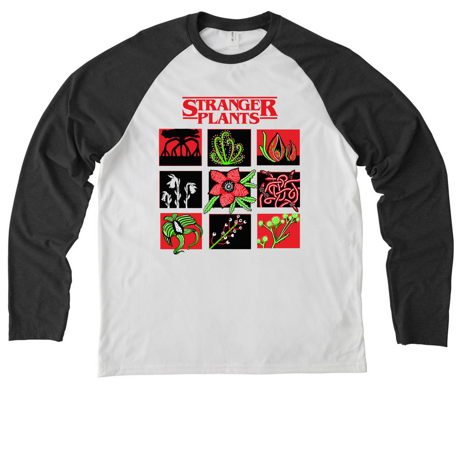 Stranger Plants - Style 1&nbsp;, a Space Black/ Bright White Allmade Eco Triblend Colorblock Raglan Long Sleeve Tee