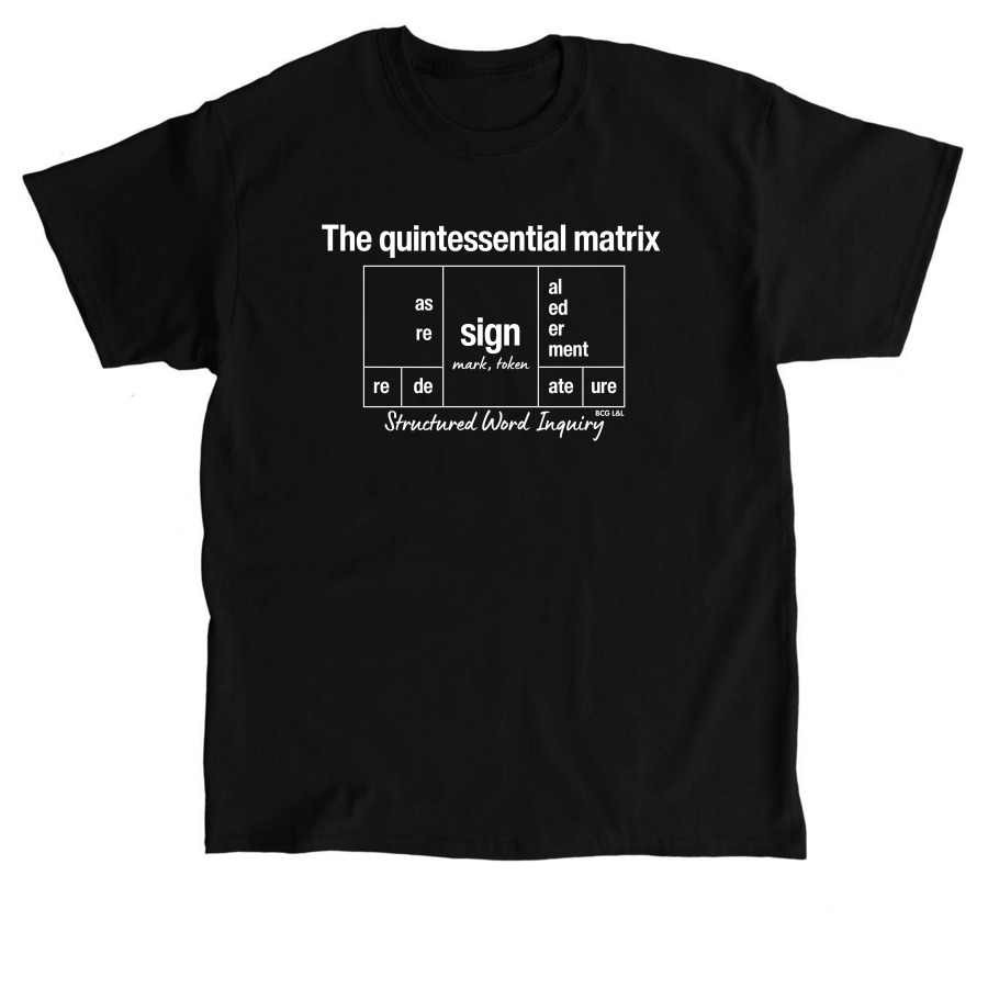 The sign matrix in white, a Black Classic Unisex Tee