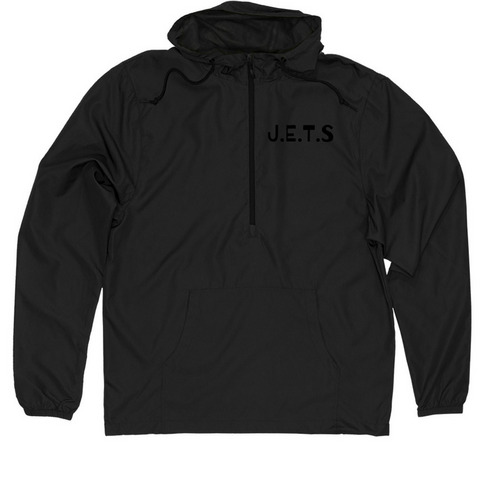 J.E.T.S, a Black Quarter-Zip Windbreaker
