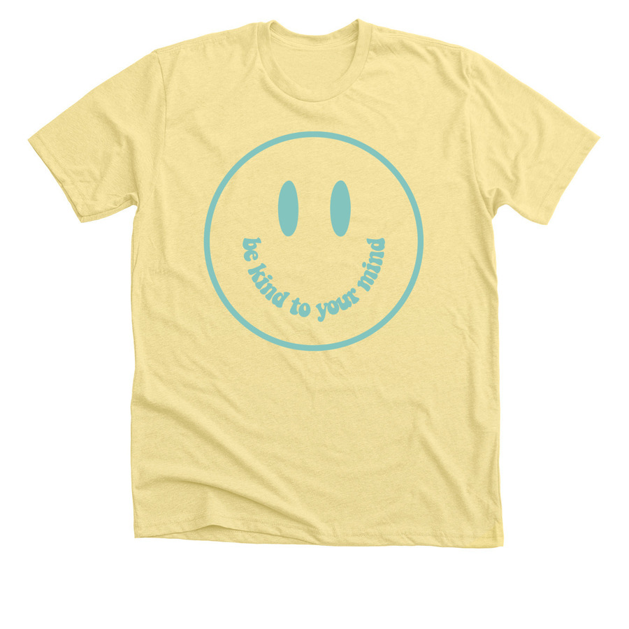 Be Kind to Your Mind, a Heather Yellow Gold Premium Unisex Tee