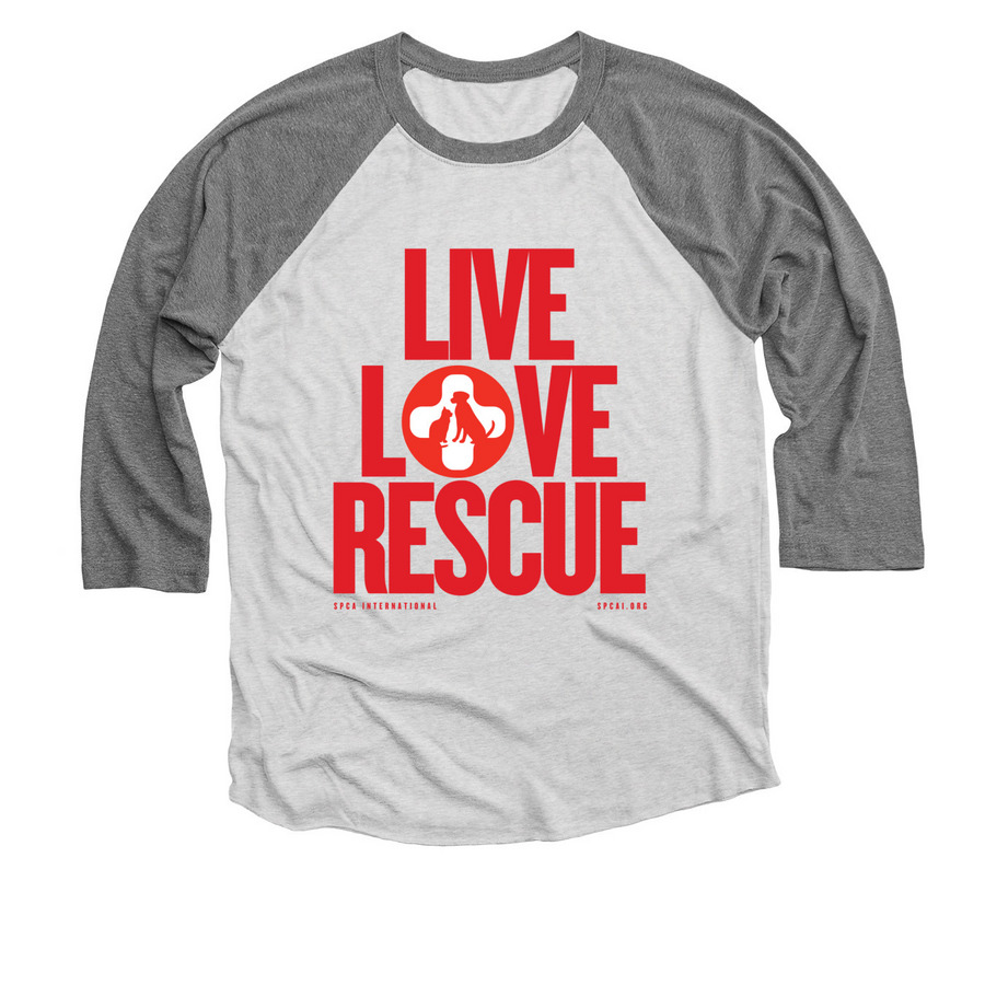 Live Love Rescue, a Premium Heather and Heather White 3/4 Sleeve Baseball Tee