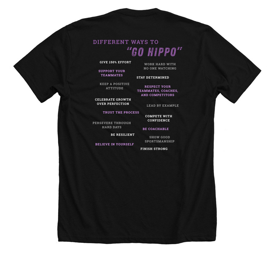 Ways to Go Hippo, a Solid Black Blend Premium Unisex Tee (back-view)
