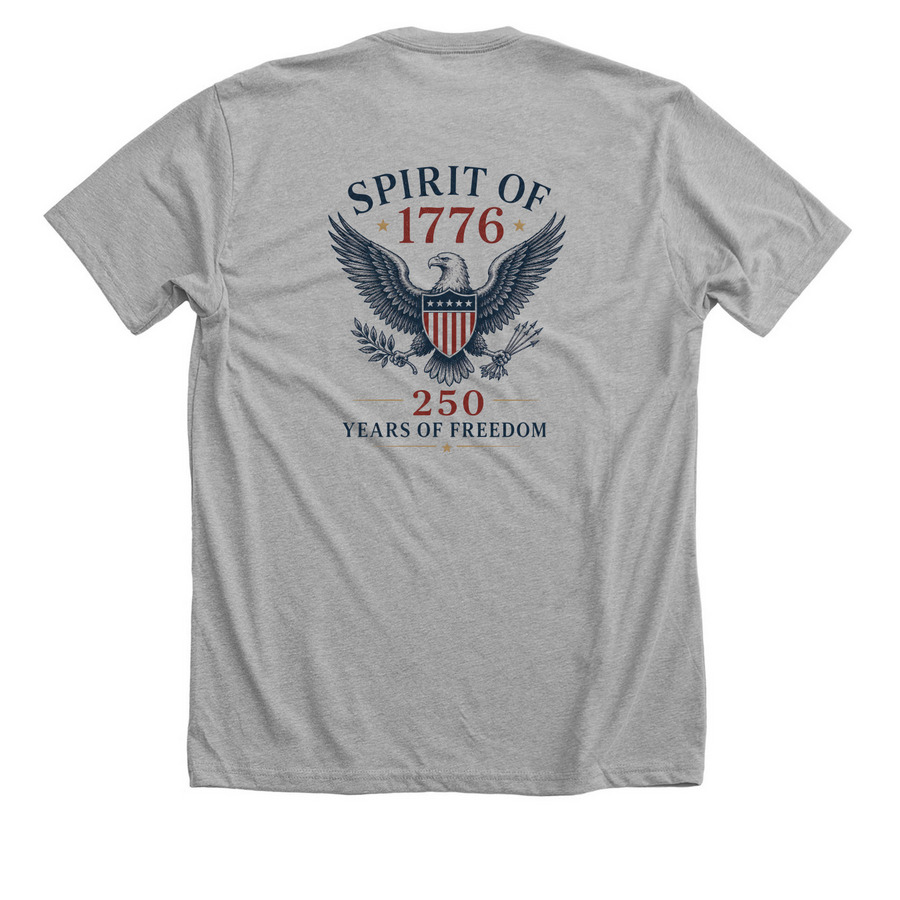 JAA Online Spirit of 1776 Eagle, a Athletic Heather Premium Unisex Tee (back-view)