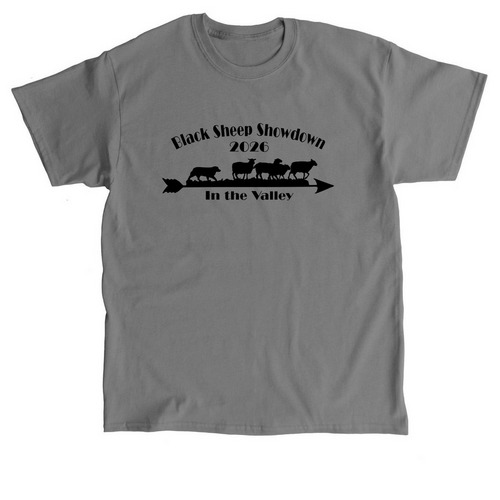 2026 Black Sheep Showdown (Front, Black Logo), a Charcoal Classic Unisex Tee