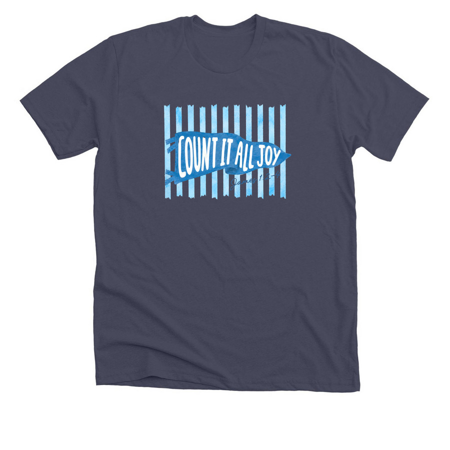 Count It All Joy, a Heather Midnight Navy Premium Unisex Tee