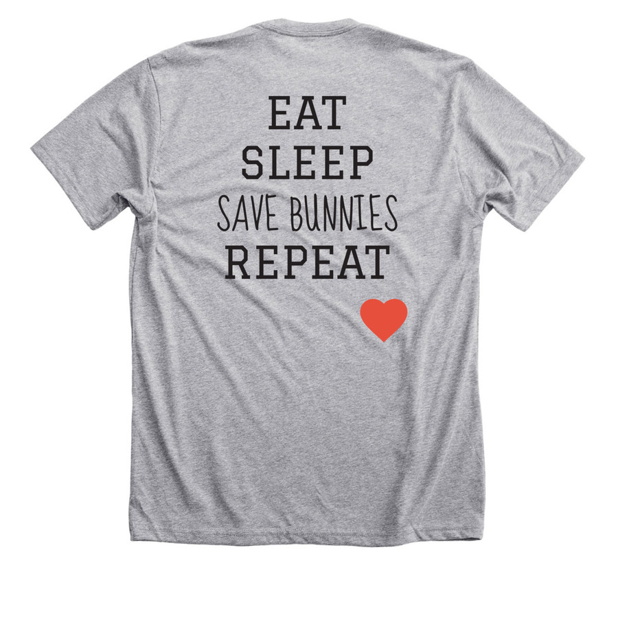 Save the Cannon Beach Bunnies!, a Athletic Heather Premium Unisex Tee (back-view)