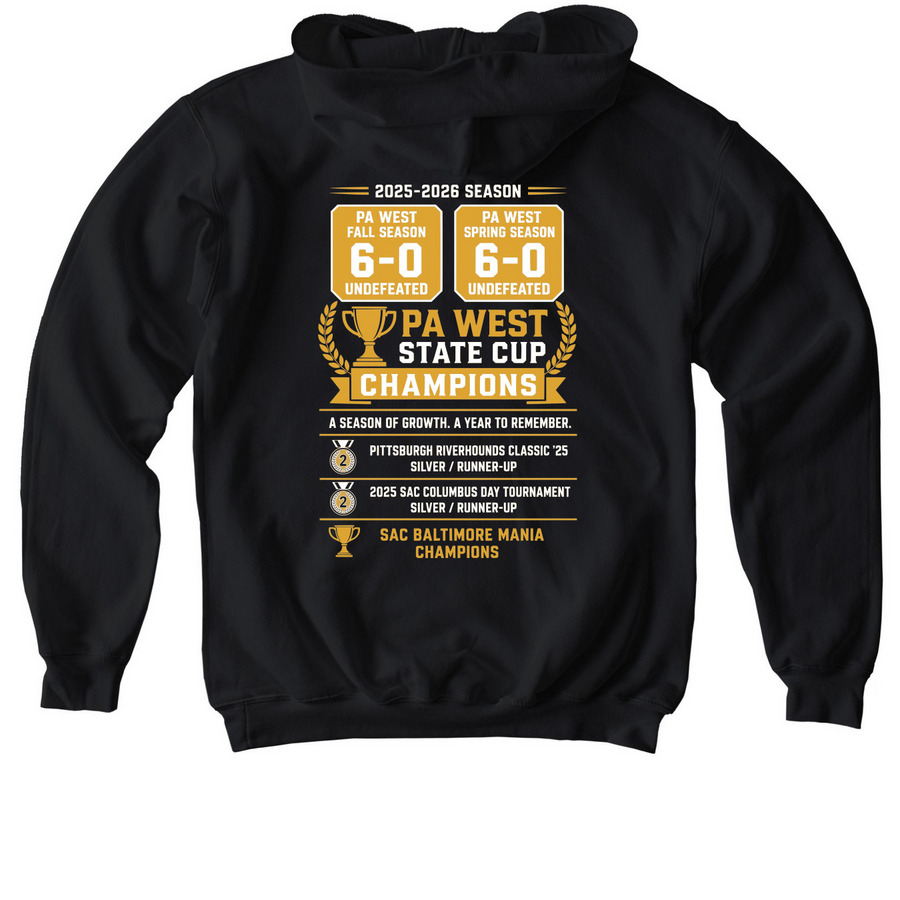 2025-2026 PIFC 2014B Black-BLACK SWEATSHIRT, a Black Softstyle Youth Pullover Hoodie (back-view)
