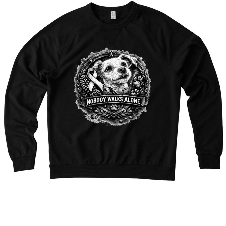 Nobody Walks Alone, a Deep Black Allmade Organic French Terry Crewneck Sweatshirt