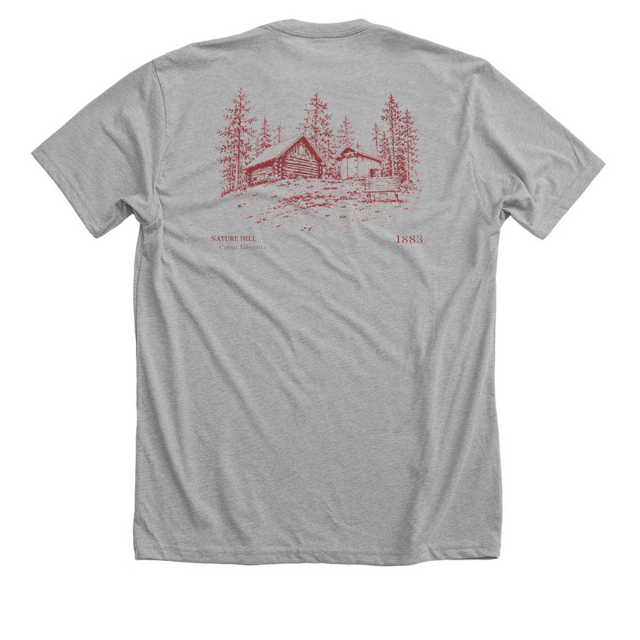 Nature Lodge Est. 1883, a Athletic Heather Premium Unisex Tee (back-view)