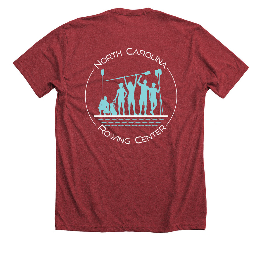 Red shirts & hoodies, a Heather Canvas Red Premium Unisex Tee (back-view)