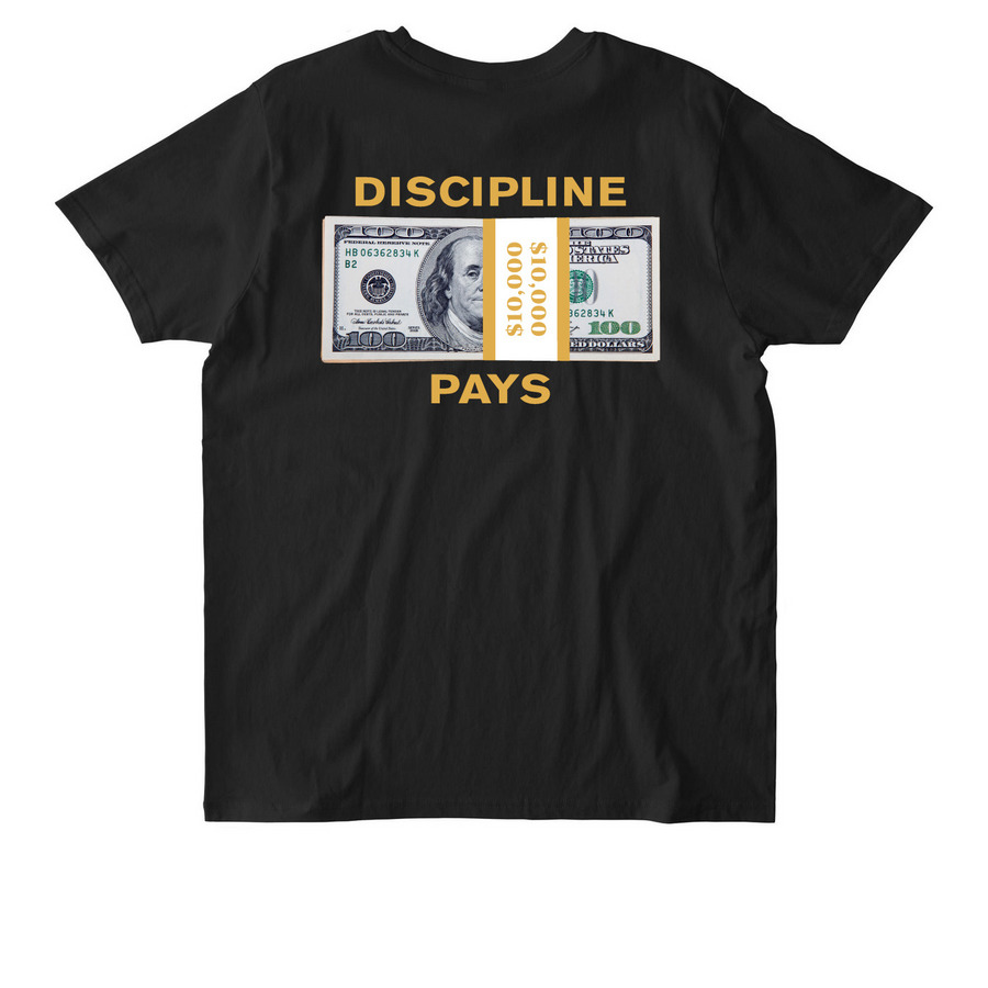 WIT Discipline Pays, a Black Stanley/Stella Unisex Rocker Tee (back-view)