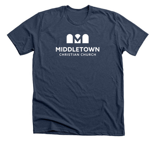 The MCC Classic Logo Tee, a Heather Navy Premium Unisex Tee