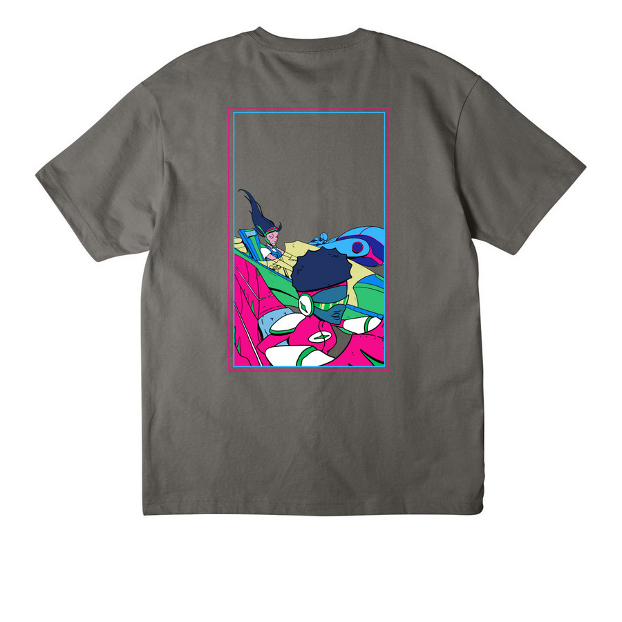 V1 TEAM TEE, a Asphalt Unisex Heavyweight Tee (back-view)