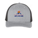 Love Lives Here, a Heather Grey/ Black Printed Five-Panel Trucker Cap