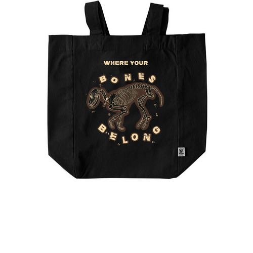 Bones Tote Bag, a Black Recycled Cotton Tote Bag