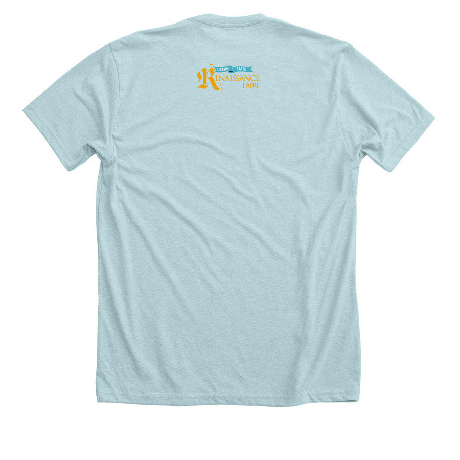 Lord Duck's Tavern, a Heather Ice Blue Premium Unisex Tee (back-view)