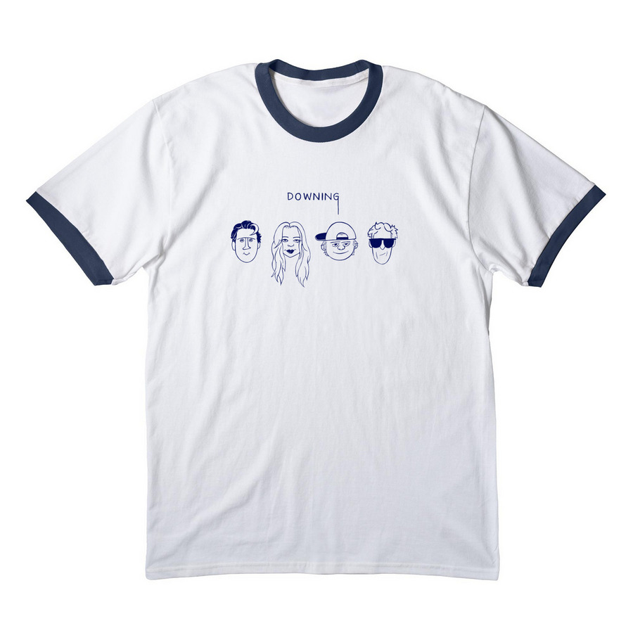 Downing tee, a White/ Navy Cotton Ringer Tee