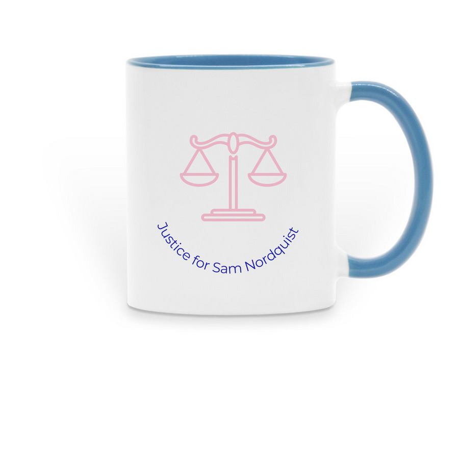 Sam Nordquist and coffee ?, a Light Blue Two-Tone Ceramic Mug