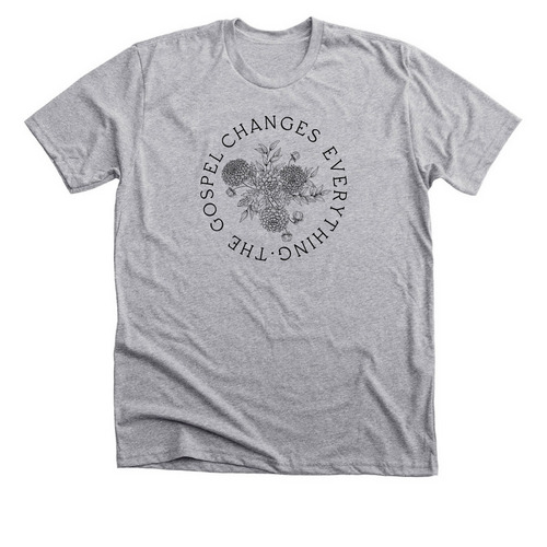 The Gospel Changes Everything-1, a Athletic Heather Premium Unisex Tee