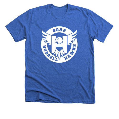 Soar Hubbell Hawks, a Heather True Royal Premium Unisex Tee