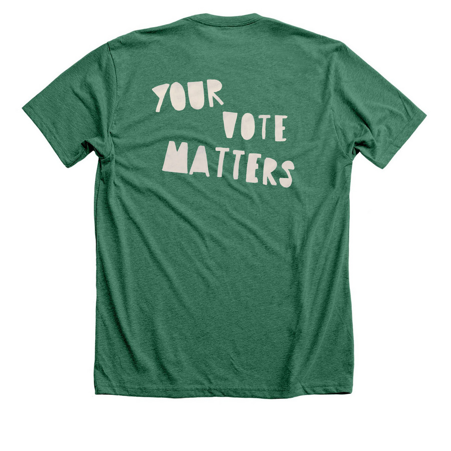 Vote for Something, a Heather Grass Green Premium Unisex Tee (back-view)