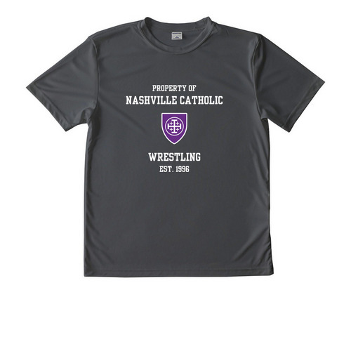 Youth Wrestling Grey Performance T-shirt, a Iron Grey Youth Performance Tee