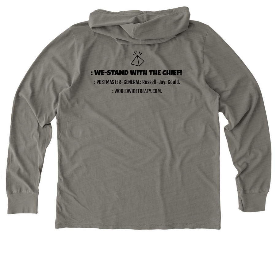 : SOVEREIGN-GUY!, a Driftwood Grey Allmade Organic Cotton Mineral Dye Hoodie Tee (back-view)