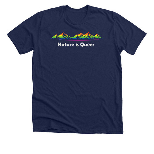 Nature is Queer Mountainscape, a Solid Navy Blend Premium Unisex Tee
